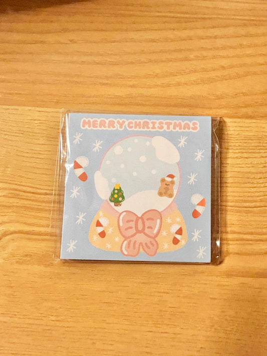 Candy cane snow globe notepad