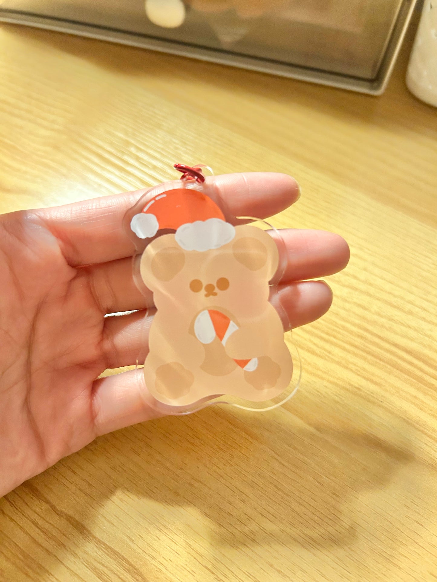 Candy cane bear keychain