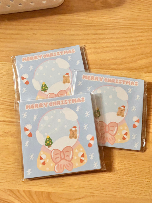 Candy cane snow globe notepad