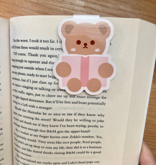 Bear Reading A Book - Magnetic Bookmark